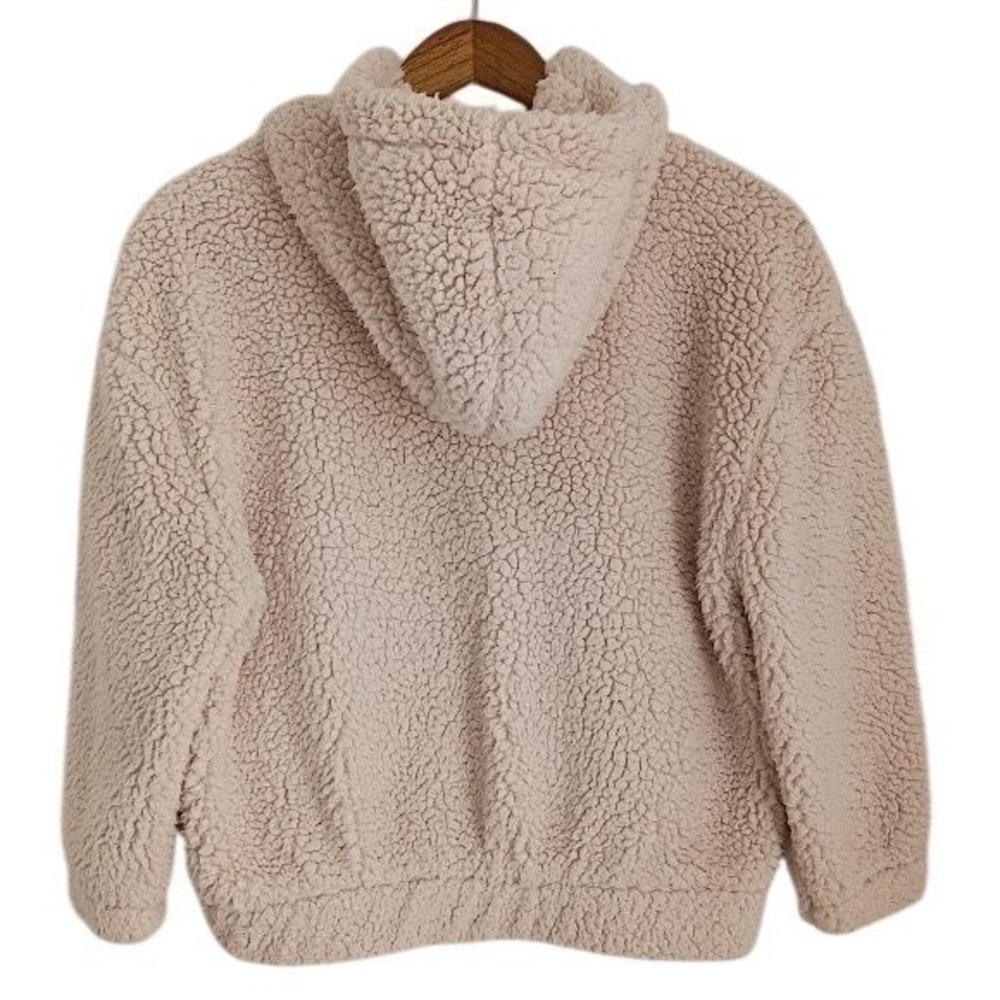 GAP Cream Soft Sherpa Fleece Zip Up Hoodie Cozy Loungewear Jacket Warm Small - Picture 4 of 8